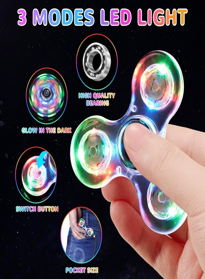 WELLVO LED Fidget Spinner for Kids Adults 2Pcs, Light up Sensory Fidget Toys for Kids 4-8 8-12 Anxiety Stress Relief, Classroom Prizes Glow in The Dark Hand Spinner Boys Girls Birthday Gifts - Image 2
